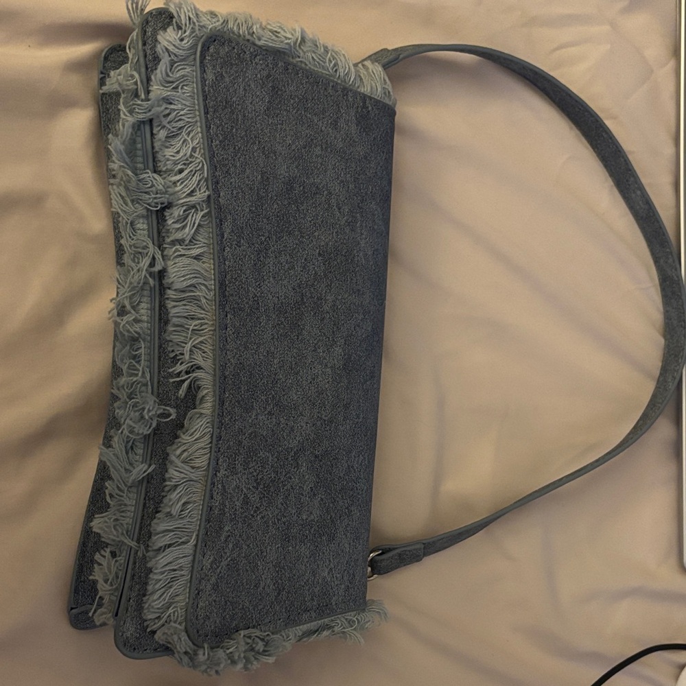 SHEIN Blue Denim Fringe Shoulder Bag